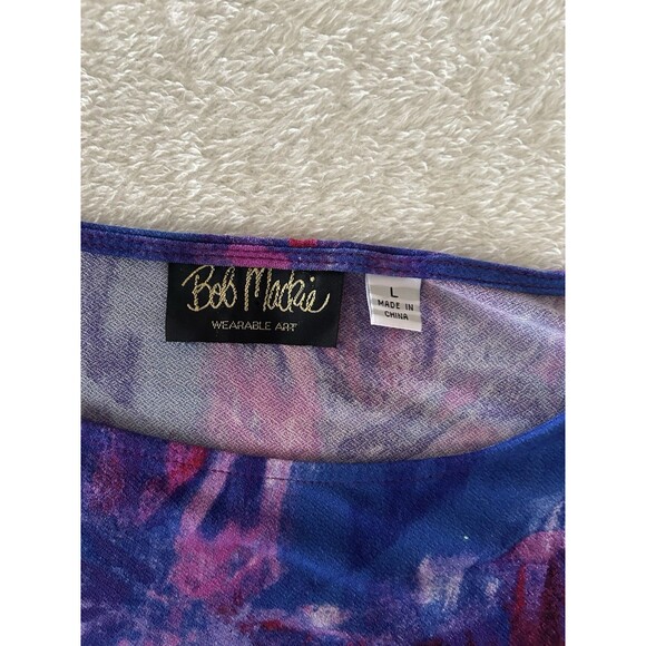 Bob Mackie Wearable Art Purple Pink Floral Tunic Size Large Vintage 90s Eclectic - Picture 4 of 7